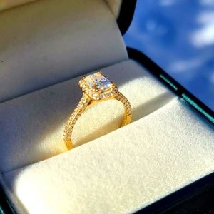 Solid 14k gold 1ct cushion moissanite ring
